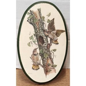 Harry Moeller Print On Clay‎ 9x6 Two Thrush Birds Ready To Hang